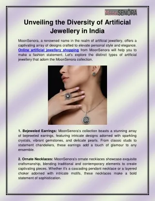 Online artificial jewellery shopping