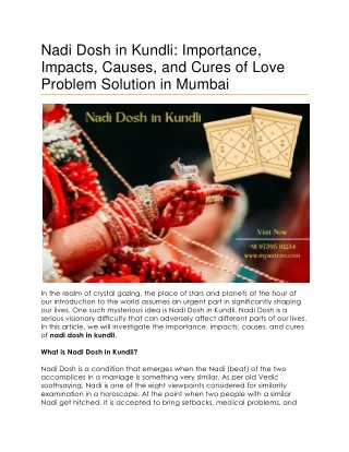 Nadi Dosh in Kundli Importance, Impacts, Causes, and Cures of Love Problem Solution in Mumbai