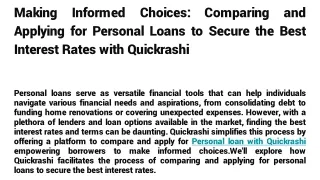 Looking For loans Apply Quickrashi loan Service.