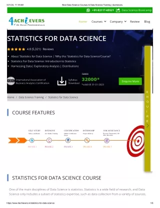 Join our Statistics for Data Science Course - 4achievers