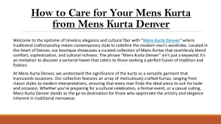 How to Care for Your Mens Kurta from Mens Kurta Denver