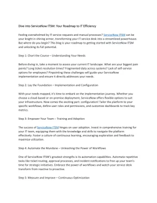 Dive into ServiceNow ITSM Your Roadmap to IT Efficiency