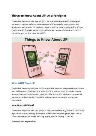 Things to Know About UPI As a Foreigner