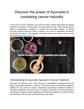 Discover the power of Ayurveda in combating cancer naturally