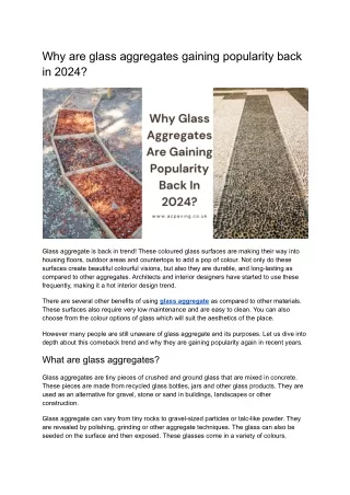 Why are glass aggregates gaining popularity back in 2024?