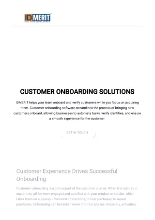 Customer Onboarding Solutions