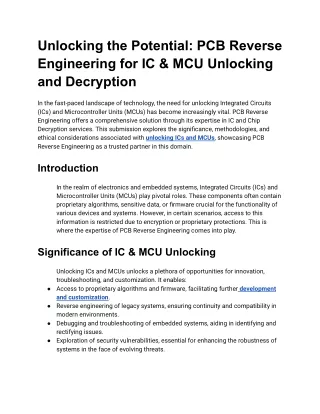 Unlocking the Potential_ PCB Reverse Engineering for IC & MCU Unlocking and Decryption