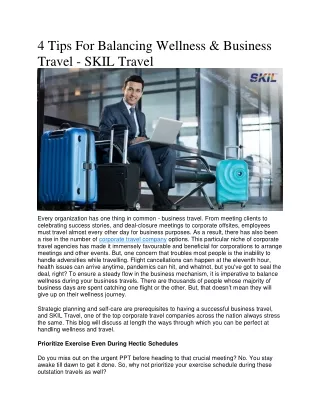 4 Tips For Balancing Wellness & Business Travel - SKIL Travel