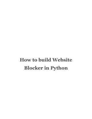 How to build Website Blocker in Python