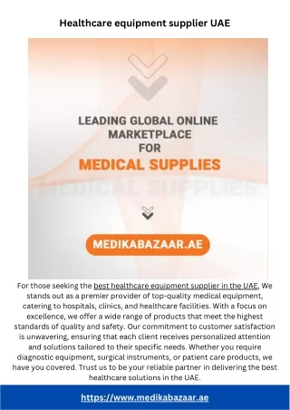 Healthcare equipment supplier UAE