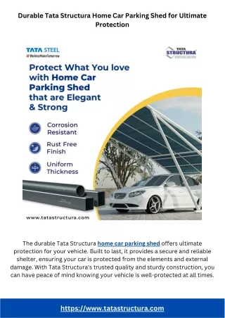 Durable Tata Structura Home Car Parking Shed for Ultimate Protection