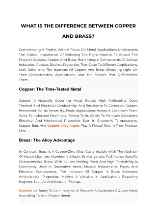 What is the Difference between Copper and Brass