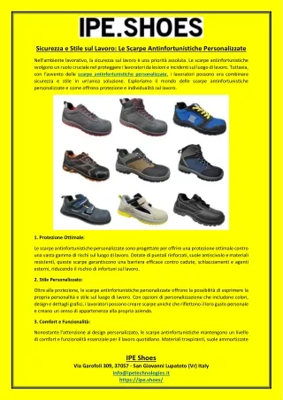 Sicurezza e Stile sul Lavoro Le Scarpe Antinfortunistiche Personalizzate