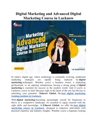 Digital Marketing and Advanced Digital Marketing Course in Lucknow