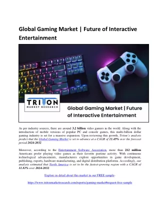 Global Gaming Market | Future of Interactive Entertainment