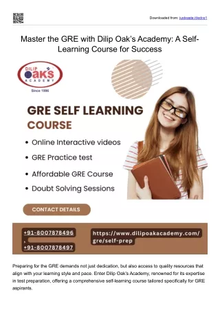 Master the GRE with Dilip Oak's Academy: A Self-Learning Course for Success