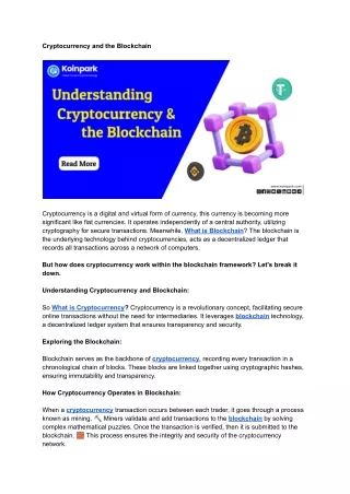 Cryptocurrency and the Blockchain