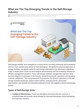 What are The Top Emerging Trends in the Self-Storage Industry