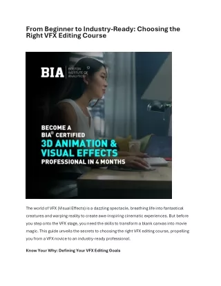 From Beginner to Industry-Ready Choosing the Right VFX Editi