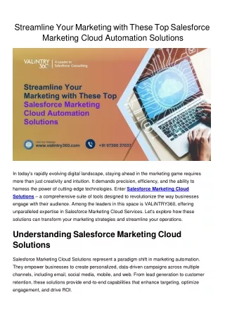 Streamline Your Marketing with These Top Salesforce Marketing Cloud Automation Solutions