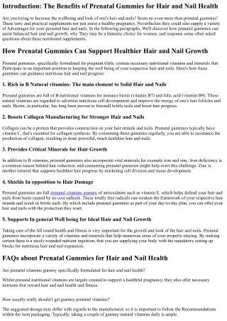 How Prenatal Gummies Can Assistance Healthier Hair and Nail Development