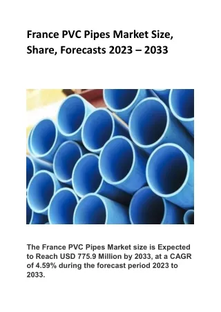 France PVC Pipes Market