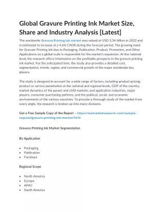 Global Gravure Printing Ink Market