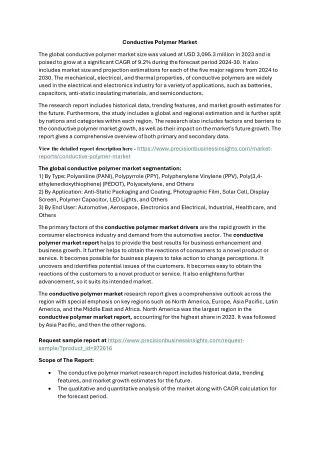 Conductive Polymer Market Outlook, Growth 2024