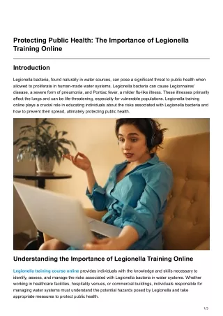 Protecting Public Health The Importance of Legionella Training Online