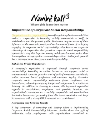 Importance of Corporate Social Responsibility