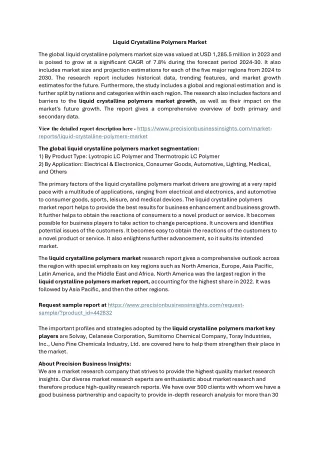 Liquid Crystalline Polymers Market Trends, Growth Analysis 2024