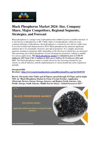 Black Phosphorus Market Outlook: Opportunities and Challenges Ahead