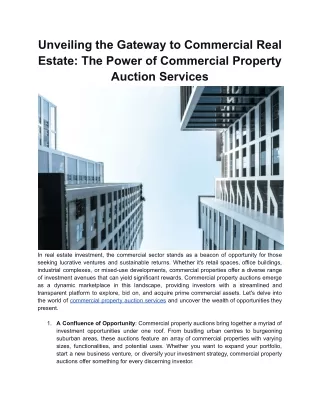 Unveiling the Gateway to Commercial Real Estate_ The Power of Commercial Property Auction Services