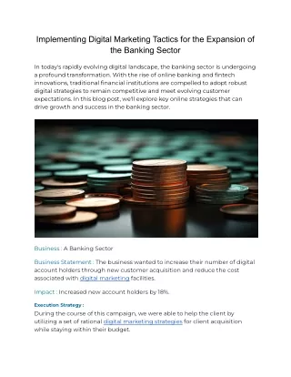 Implementing Digital Marketing Tactics for the Expansion of the Banking Sector