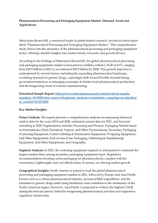 Pharmaceutical Processing and Packaging Equipment Market