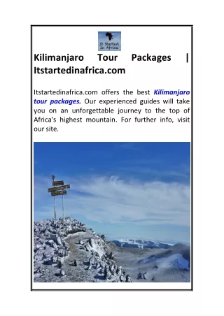 Kilimanjaro Tour Packages  Itstartedinafrica.com