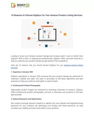 10 Reasons to Choose DigiGyor for Your Amazon Product Listing Services