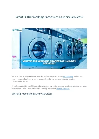 What Is The Working Process of Laundry Services