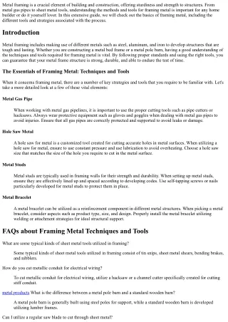 The Basics of Framing Metal: Methods and Tools