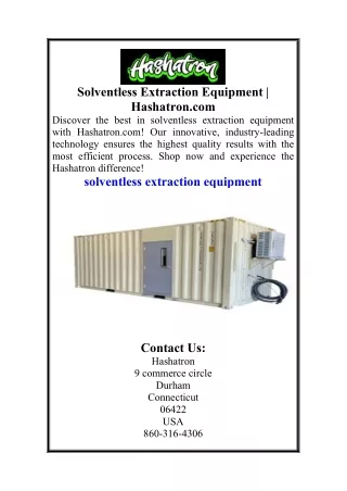 Solventless Extraction Equipment  Hashatron.com