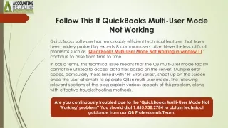 How to Fix QuickBooks Multi-User Mode Not Working in Windows 11 Effectively