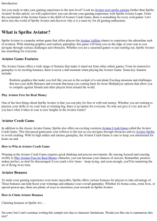 Elevate Your Gaming Experience with Spribe Aviator Login