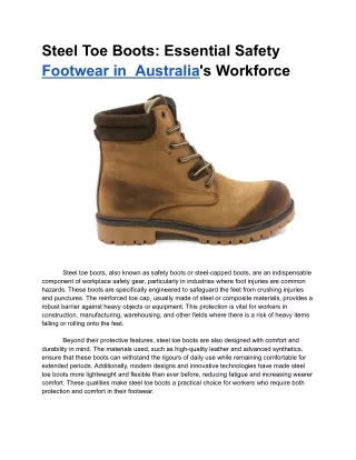 Mar. 20, 2024 - Steel Toe Boots_ Essential Safety Footwear in  Australia's Workforce