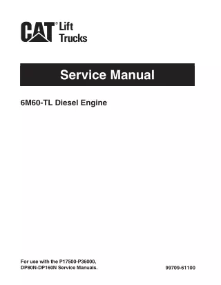 CATERPILLAR CAT DP80N FORKLIFT LIFT TRUCKS 6M60-TL Diesel Engine Service Repair Manual