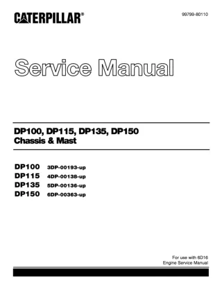 Caterpillar Cat DP135 Forklift Lift Trucks Service Repair Manual SN5DP00136 and up