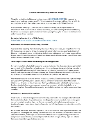 Gastrointestinal Bleeding Treatment Market Size, Share, Scope and Trends 2026