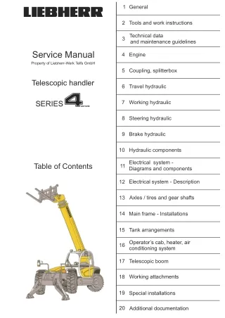 Liebherr TL 435-10 Telescopic Handler Service Repair Manual