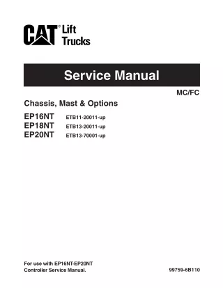 CATERPILLAR CAT EP20NT FORKLIFT LIFT TRUCK Service Repair Manual