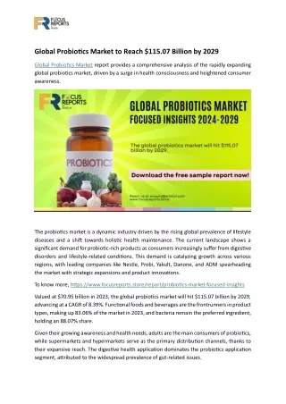 Global Probiotics Market - Focused Insights 2024-2029