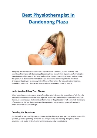 Best Physiotherapist in Dandenong Plaza